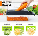 Vegetable Chopper, Pro Onion Chopper, 14 in 1/ 16 in 1 Multifunctional Food Chopper, Kitchen Vegetable Slicer Dicer Cutter,Veggie Chopper With 8 Blades,Carrot Chopper With Container-kitchen essentials(Grey)