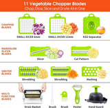 Vegetable Chopper, Pro Onion Chopper, 14 in 1/ 16 in 1 Multifunctional Food Chopper, Kitchen Vegetable Slicer Dicer Cutter,Veggie Chopper With 8 Blades,Carrot Chopper With Container-kitchen essentials(Grey)