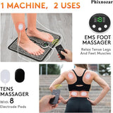 EMS Foot Massager TENS(Model:KTR-2493) for Muscle Relaxation,LCD Display Screen,Back Massager & Legs Massager Pad with Remote Control