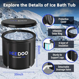 IceDOO 119 Gal Large Ice BathTub for Athletes, Ice Bathtub Portable Ice Plunge Tub,Multiple Layered Inflatable Cold Plunge Tub for Outd