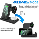 FDAGO Wireless Charger iPhone Charging Station: 3 in 1 Charger Stand Multiple Devices for Apple - iPhone 15 14 Pro Max 13 12 11 - Watch 9 8 7 6 5 4 3 2 Se - Airpods 3 2 Pro