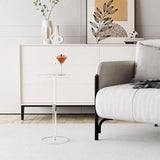 Crylic Drink Table for Small Spaces, Drink Side/End Table for Living Room, Round, Easy Assembly, Clear