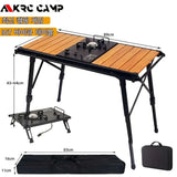 KRC CAMP Camping Folding Removable IGT Wood Table Lightweight Camp BBQ Grill Table Outdoor Picnic Fishing Table IGT Set 2024