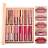 Lápiz labial/brillo de labios líquido mate, resistente al agua, transparente, de alto brillo, de larga duración, 12 unidades/caja