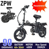 ZPW K100 Folding Electric Bike - 400W 48V 30AH Fat Tire Urban Commuter Ebike