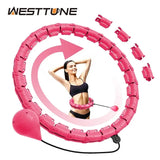 WESTTUNE Weighted Hula Circle Hoops for Adults Weight Loss, Infinity Fitness Hoop Plus Size 47 Inch/55inch, 24,28 Detachable Links, Exercise Hoop Suitable for Women and Beginners