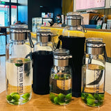 2L Large Capacity Transparent Glass Water Bottle