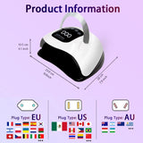 SUN X19 MAX UV LED Nail Drying Lamp 320W Professional UV Nail Dryer Light for Gel Nails 72 Beads Fast Curing Gel Polish, Fast Curing Gel Polish Lamp Auto Sensor 4 Timer Setting Nail Art Drying Tools for Fingernail/Toenail