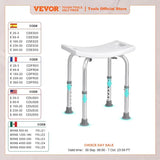 VEVOR Shower Chair Adjustable Height Shower Stool with Built-in Handles Shower Seat for Inside Shower or Tub 158.8 kg Capacity