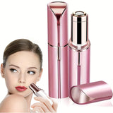 Portable Lipstick Shaped Electric Hair Remover For Women, Finishing Touch Flawless Facial Hair Remover for Women, Rose Gold Face Razor with LED Light, Recyclable Painless & Effective Facial Hair Removal Home Razor Shaver Tool