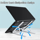 Maerknon Portable Laptop Stand Foldable Aluminum Adjustable Laptop Stand for Desk with 7 Angle Adjustable Stand Compatible with MacBook Air, MacBook Pro, iPad and Tablet, Laptop. (Black & White)