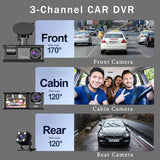 ViewGuard 3-Channel WIFI Dash Cam with Free 64GB SD Card+1 Year Warranty