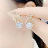 Fishtail Crystal Cross Stud Earrings For Ladies