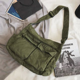 Canvas Messenger Bag Large Hobo Bag Crossbody Shoulder Bag Tote Bag with Pocket for Women and Men