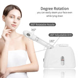 Portable ozone facial steam warm mist humidifier multi-functional deep cleaning skin care whitening steam machine Nano Ionic Face Steamer with Extendable Arm 360°Rotating Nozzle Esthetician Vaporizer