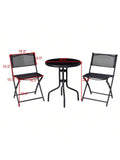 3 Pcs Bistro Set Garden Backyard Table Folding Chairs Outdoor Patio Furniture