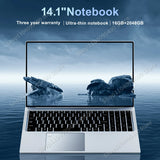 2024 New Laptop Computer Windows 11 Pro Ultra Slim Notebook 14.1 Inch Intel Pentium N3700 16GB 2048GB Office Study PC Computer