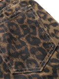 Leopard Print High Waisted Jeans for Women - Y2K Retro Fashion Streetwear Denim Pants, Hip Hop Straight Wide Leg Baggy Jeans