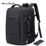 Heroic Knight Mens Backpack Slim Business Backpack with USB Charging Port Lightweight Computer Backpacks for 15.6 Inch Laptop Bag Water-Resistant Anti-Theft Daypack for Daily Office Work College Travel-Black