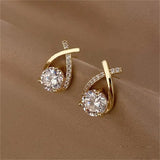 Fishtail Crystal Cross Stud Earrings For Ladies