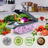 Vegetable Chopper, Pro Onion Chopper, 14 in 1/ 16 in 1 Multifunctional Food Chopper, Kitchen Vegetable Slicer Dicer Cutter,Veggie Chopper With 8 Blades,Carrot Chopper With Container-kitchen essentials(Grey)