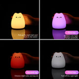 Mini Kawaii Cat Night Light, Cute Cat Nursery Lights USB Rechargeable Cat Lamp Nightlight Birthday Christmas Gift with Warm White and 7-Color Breathing Modes for Kids Baby Children (Cat - Battery)