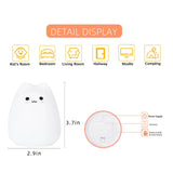 Mini Kawaii Cat Night Light, Cute Cat Nursery Lights USB Rechargeable Cat Lamp Nightlight Birthday Christmas Gift with Warm White and 7-Color Breathing Modes for Kids Baby Children (Cat - Battery)