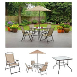 Albany Lane 6-Piece Folding Dining Set By Mainstays, Patio Table, Chair, Umbrella, Set, Outdoor Decorations) (Tan)