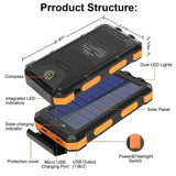 Lenovo 200000mAh Solar Power Fast Charging Power Bank Outdoor Camping Portable Charger Powerbank Waterproof External Battery Charging with LED Light