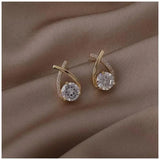 Fishtail Crystal Cross Stud Earrings For Ladies