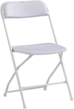 10 Pack White Plastic Folding Chair, Indoor Outdoor Portable Stackable Commercial Seat with Steel Frame 350lb. Capacity for Events Office Wedding Party Picnic Kitchen Dining