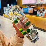 2L Large Capacity Transparent Glass Water Bottle