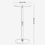 Crylic Drink Table for Small Spaces, Drink Side/End Table for Living Room, Round, Easy Assembly, Clear