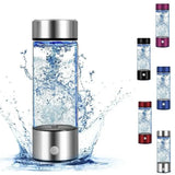 Portable Hydrogen Water Bottle Generator, Hydrogen Water Ionizer Machine Rechargeable, Hydrogen Rich Water Glass Health Cup for Home Travel 420ml