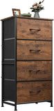 Dresser with 4 Drawers, Fabric Storage Tower, Organizer Unit for Bedroom, Hallway, Entryway,Closets, Sturdy Steel Frame,Wood Top