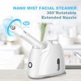 Portable ozone facial steam warm mist humidifier multi-functional deep cleaning skin care whitening steam machine Nano Ionic Face Steamer with Extendable Arm 360°Rotating Nozzle Esthetician Vaporizer