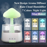 Difusor y humidificador de aroma Abay Mushroom Rain Cloud con luces nocturnas coloridas y relajantes sonidos de agua de lluvia