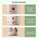 Portable Electric Bottle Warmer For Baby Milk USB Rechargeable Precise Temperature Control & Display Wireless Baby Bottle Heater