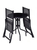 3 Pcs Bistro Set Garden Backyard Table Folding Chairs Outdoor Patio Furniture