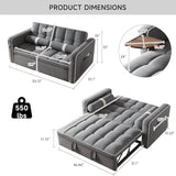 3 in 1 Convertible Sleeper Sofa Bed, Futon Couches for Living Room with Side Pocket | Adjustable Backrest | Velvet Fabric | Pull Out Couch | Loveseat | Sectional Sofa Bed | Adjustable Backrest