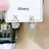 Fishtail Crystal Cross Stud Earrings For Ladies