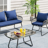 4-Piece Patio Furniture Wicker Outdoor Bistro Set, All-Weather Chairs , Balcony and Deck with Soft Cushions and Metal Table