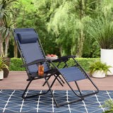 Zero Gravity Lounge Chairs Outdoor Adjustable Reclining Patio Chair Steel Mesh Folding Recliner for Pool Beach Camping Lounge Chair with Pillows and Cup Tray