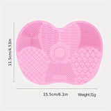 Silicone Apple-Shaped Brush Scrubbing Pad with Suction Cup Secure Hold, Beauty Tool for Gentle Makeup Brush Cleaning, Reusable