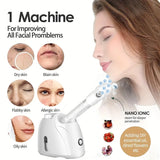 Portable ozone facial steam warm mist humidifier multi-functional deep cleaning skin care whitening steam machine Nano Ionic Face Steamer with Extendable Arm 360°Rotating Nozzle Esthetician Vaporizer