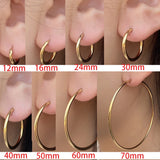 Stainless Steel Simple Classic Round Circle Hoop Earrings For Women Men Punk