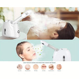 Portable ozone facial steam warm mist humidifier multi-functional deep cleaning skin care whitening steam machine Nano Ionic Face Steamer with Extendable Arm 360°Rotating Nozzle Esthetician Vaporizer