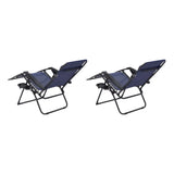 Zero Gravity Lounge Chairs Outdoor Adjustable Reclining Patio Chair Steel Mesh Folding Recliner for Pool Beach Camping Lounge Chair with Pillows and Cup Tray