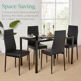 Dining Table Set Glass Dining Room Table Set for Small Spaces Kitchen Table and Chairs for 4 Table with Chairs Home Furniture Rectangular Modern (Black Glass)