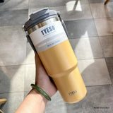 Tyeso Stainless Steel Coffee Cup Cold And Hot Double-layer Insulated Cup Tumbler Thermo Water Bottle Car Travel Mug Vacuum Flask Straw and Lid - Leak Resistant Insulated Stainless Steel Water Bottle,